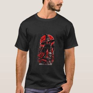 Gothic Witch Black Cat Halloween Skull Candle Desi T-Shirt