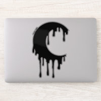 Gothic Witch Black Dripping Moon Silhouette