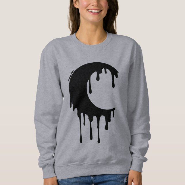 Gothic Witch Black Dripping Moon Silhouette Sweatshirt (Front)