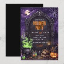 Gothic Witch Cauldron Halloween Party Invitation