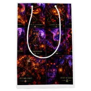 Gothic Witch & Halloween Monsters Wrapping Paper Medium Gift Bag