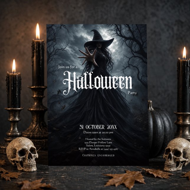 Gothic Witch Halloween Party Invitation (Creator Uploaded)