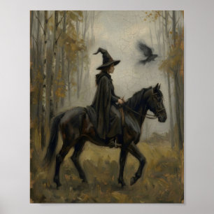 Gothic Witch Horse I Vintage Painting Poster