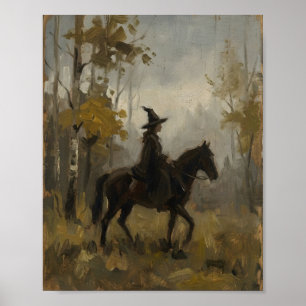 Gothic Witch Horse II Vintage Painting Poster