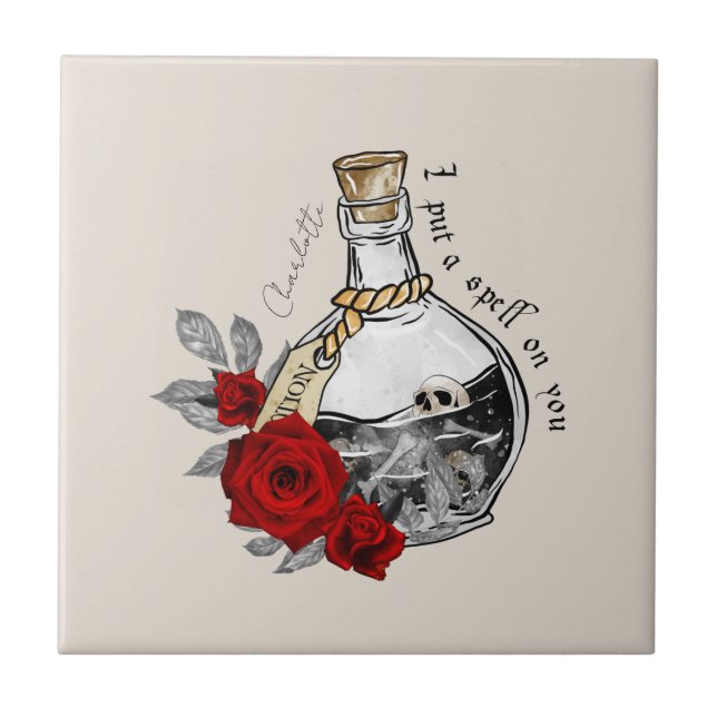 Gothic Witch Love Potion Ceramic Tile (Front)