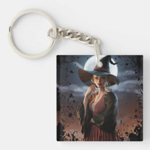 Gothic Witch Magic Coaster Key Ring