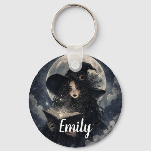 Gothic Witch Nature Full Moon Design Key Ring