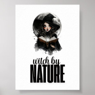 Gothic Witch Nature Full Moon design Poster
