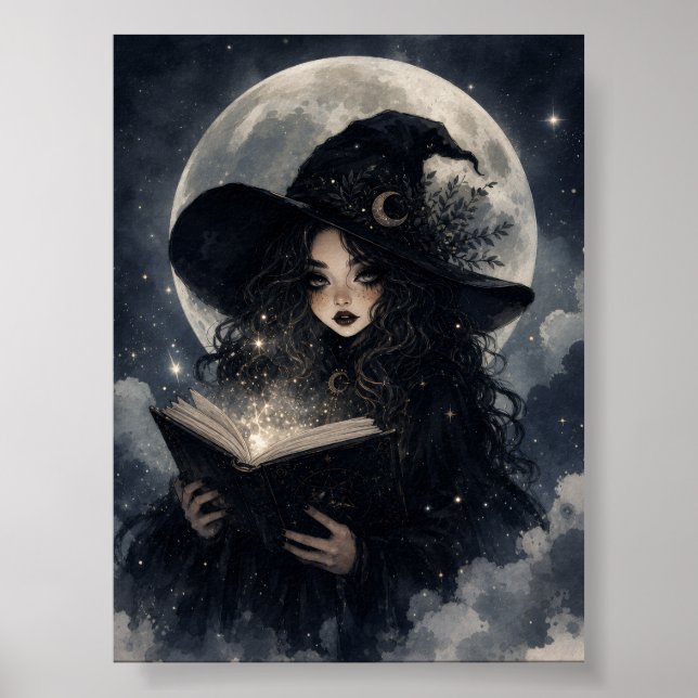 Gothic Witch Nature Full Moon design ||  Poster (Front)