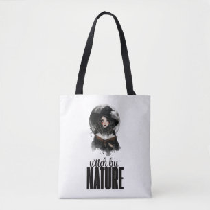Gothic Witch Nature Full Moon design tote bag