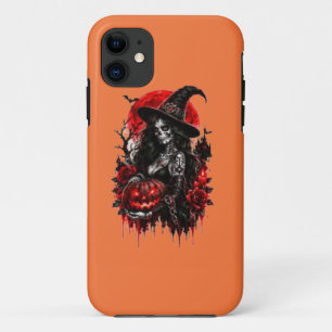 Gothic Witch Pumpkin Halloween Black Cat Spooky De iPhone 11 Case