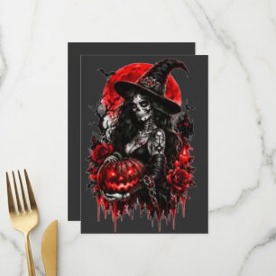 Gothic Witch Pumpkin Halloween Black Cat Spooky De Menu
