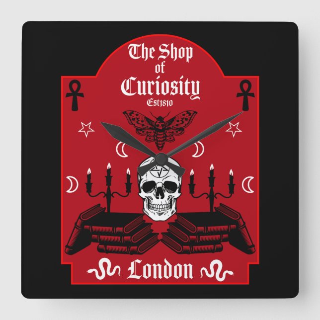 Gothic Witch Punk Halloween Square Wall Clock (Front)