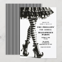 Gothic Witch Striped Legs Black White Halloween