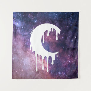 Gothic Witch White Dripping Moon Silhouette Galaxy Tapestry