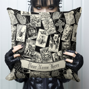 Gothic Witch Witchcraft Apothecary Tarot Cards Cushion