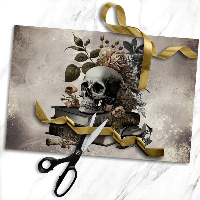 Gothic Witchery | Antique Spellbooks With Skull Tissue Paper (Creator Uploaded)