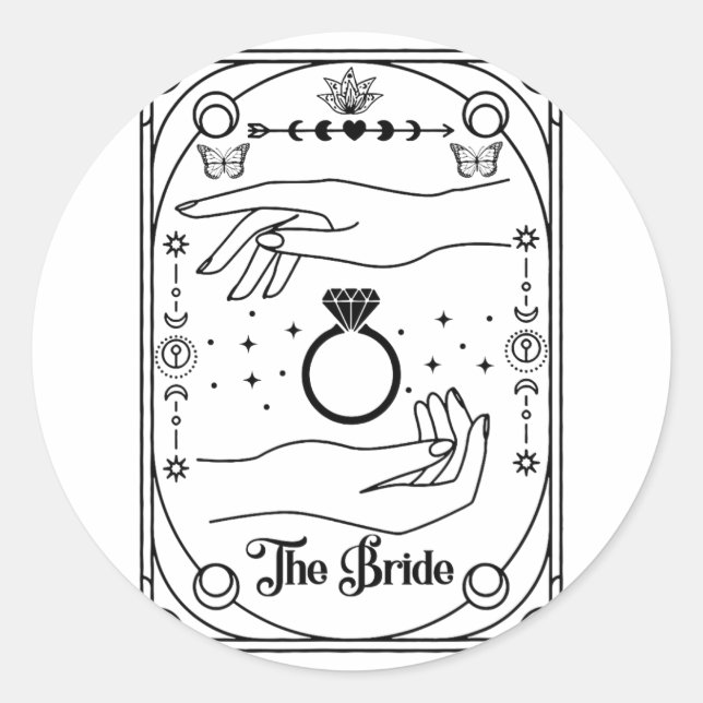 Gothic Witchy Bride Coven Tarot Halloween Bachelor Classic Round Sticker (Front)