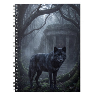 Gothic Wolf Dark Forest Art Print Notebook
