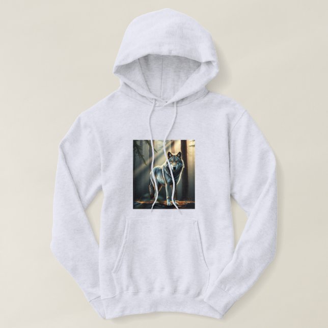 Gothic Wolf Moonlight Oil Painting Hoodie  (Design Front)