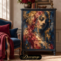 Gothic Woman Burgundy Gold Decoupage