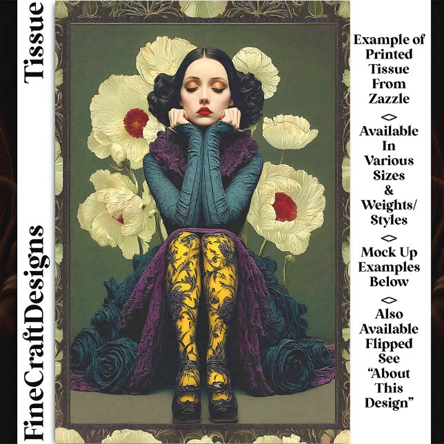 Gothic Woman With Poppies DQ6R Decoupage Tissue Paper (Creator Uploaded)