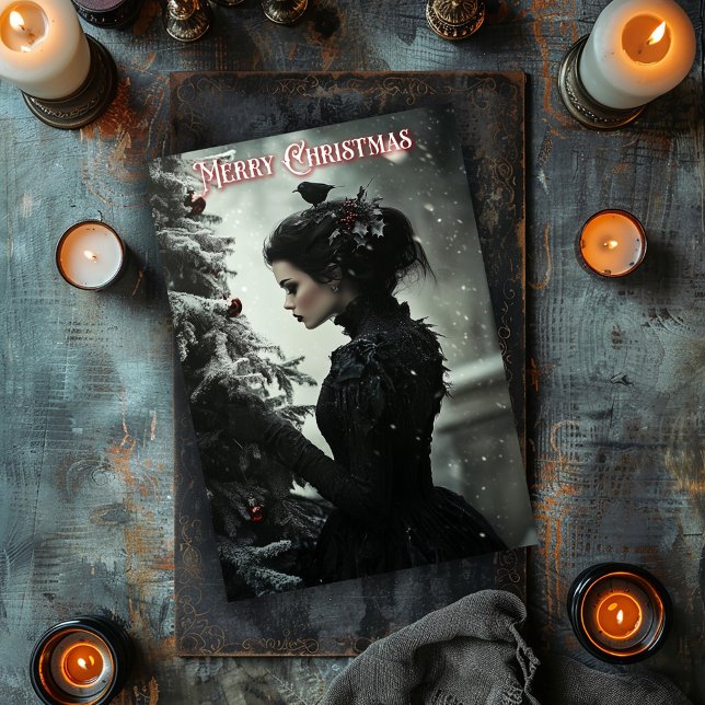 Gothic Woman with Tree Christmas Card (Creator Uploaded)