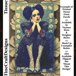 Gothic Young Woman Portrait, Floral DQ5R Decoupage Tissue Paper