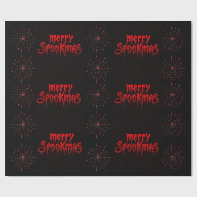 Gothmas Bold Red Script on Black Goth Christmas Wrapping Paper (Flat)