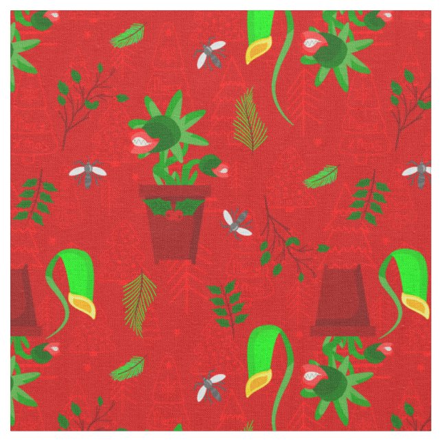 gothmas christmas venus flytrap creepmas fabric (Close Up)