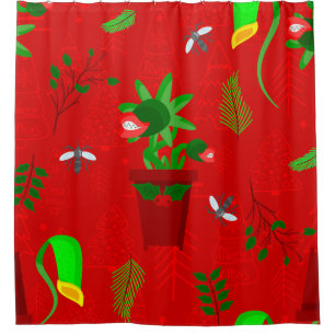 gothmas christmas venus flytrap creepmas shower curtain