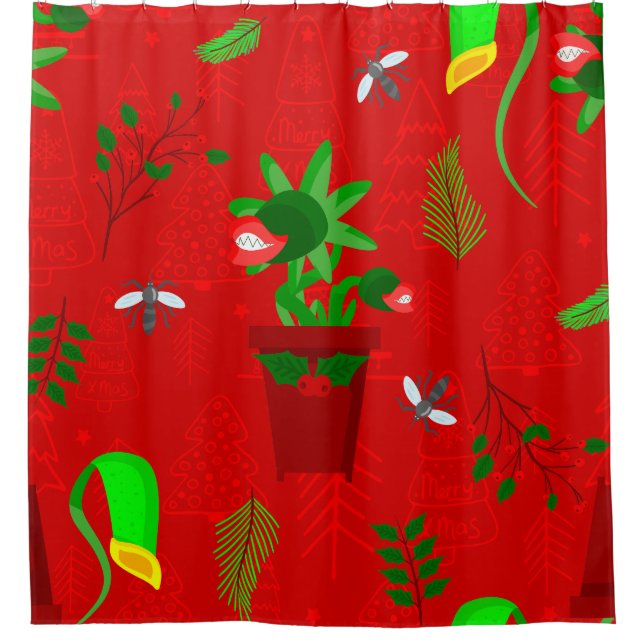 gothmas christmas venus flytrap creepmas shower curtain (Front)