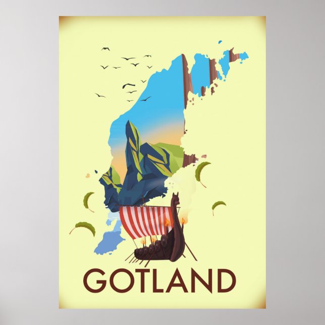 Gotland Baltic Sea Viking Travel map Poster (Front)