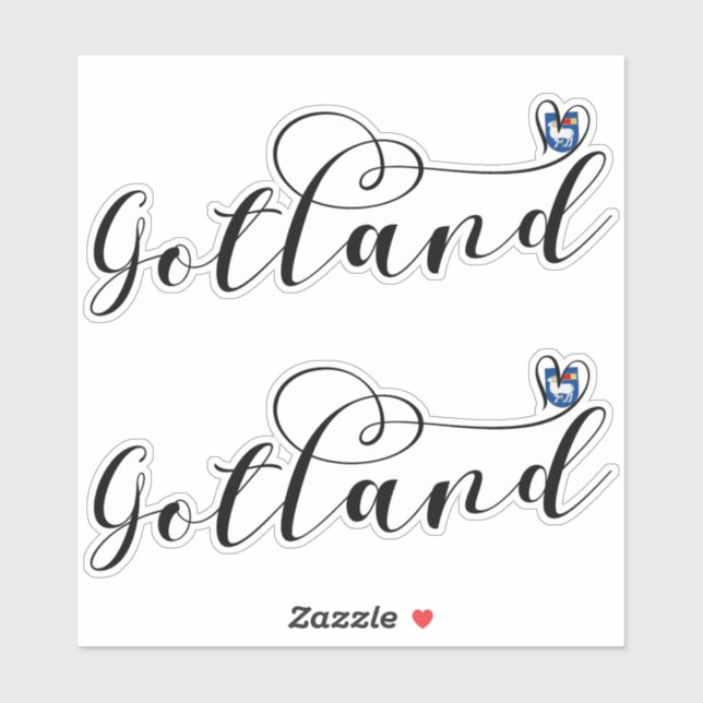 Gotland Flag Heart Script Design, Sweden (Sheet)