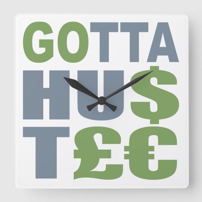 GOTTA HUSTLE / HU$T£€ custom wall clock (Front)