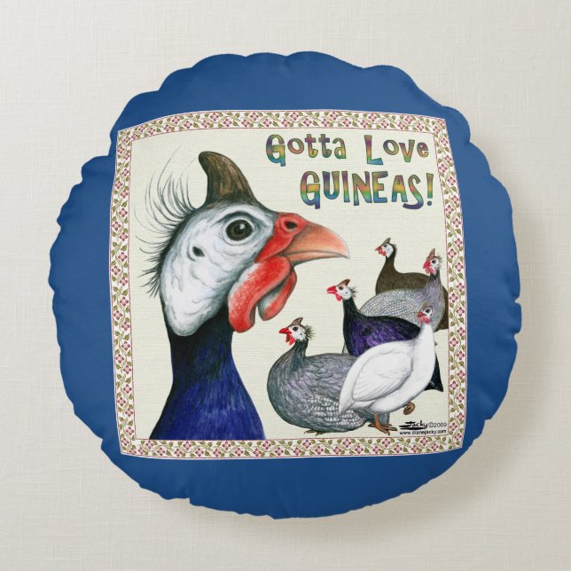 Gotta Love Guineas! Round Cushion (Front)
