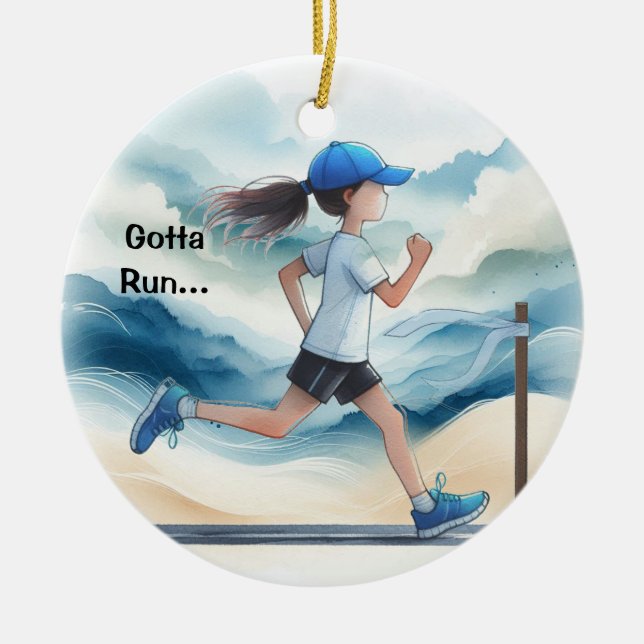 Gotta Run Female Runner Keepsake Ceramic Ornament (Front)