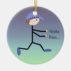 Gotta Run Male Running Figure Ceramic Tree Decoration