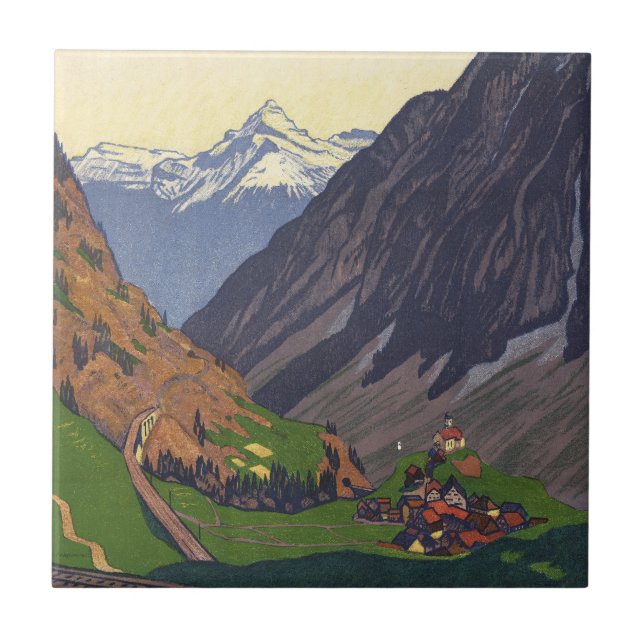 Gotthard Pass mountain pass in the Alps Ceramic Tile (Front)