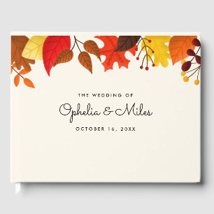 Gouache Autumn Leaves Fall Wedding Guest Book