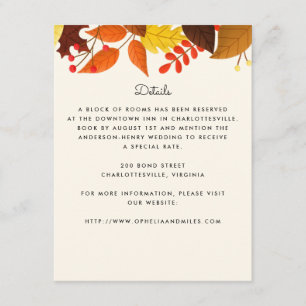 Gouache Autumn Leaves Wedding Details Enclosure Card