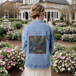 Gouache Beautiful Botanical Leaves Abstract Denim Jacket
