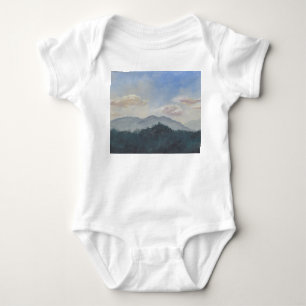 Gouache Blue Mountains: Vibrant Nature Scene Baby Bodysuit