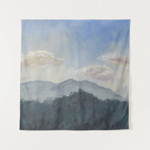 Gouache Blue Mountains: Vibrant Nature Scene Tapestry