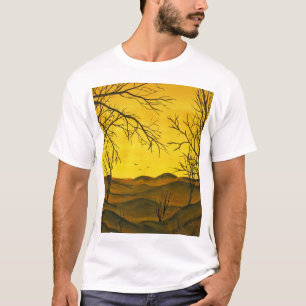 Gouache painting: yellow sky, brown. T-Shirt
