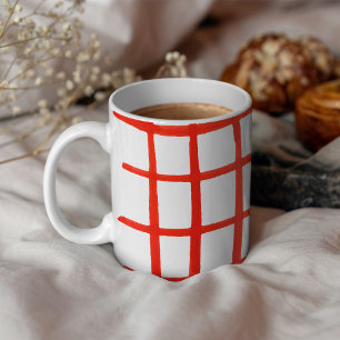 Gouache red grid coffee mug