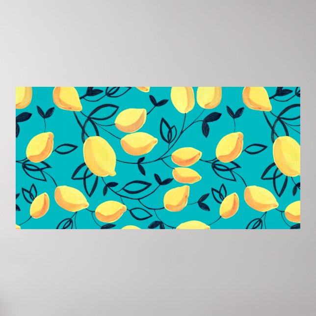 Gouache seamless pattern with decorative yellow le poster (Front)