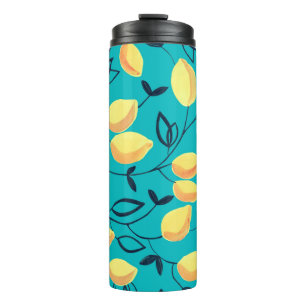 Gouache seamless pattern with decorative yellow le thermal tumbler
