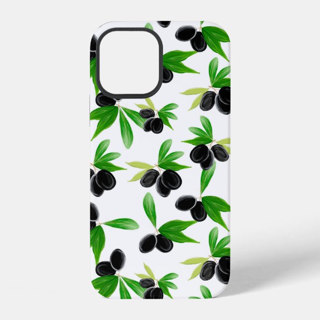 Gouache seamless pattern with olive tree branch, l iPhone case (Back)