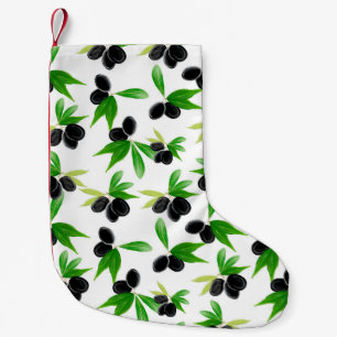 Gouache seamless pattern with olive tree branch, l small christmas stocking